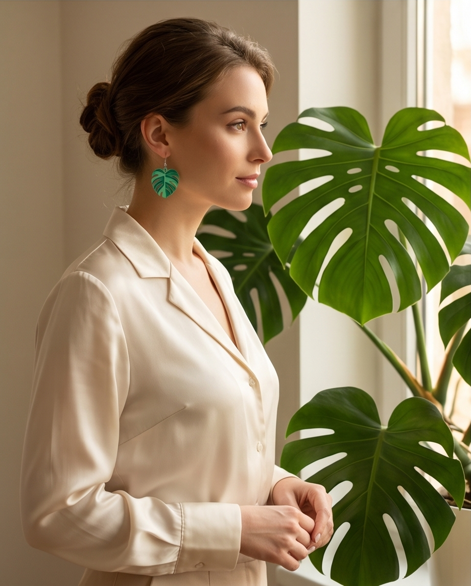 Tropiska Monstera-örhängen – fräscha & somriga